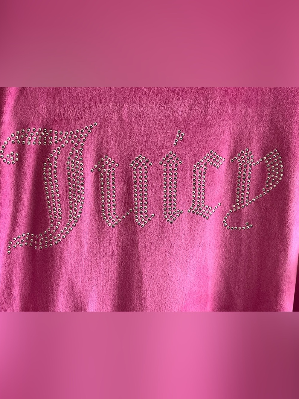 Juicy Couture Pink Velour Button Down Sleep Shirt Nightgown Rhinestone